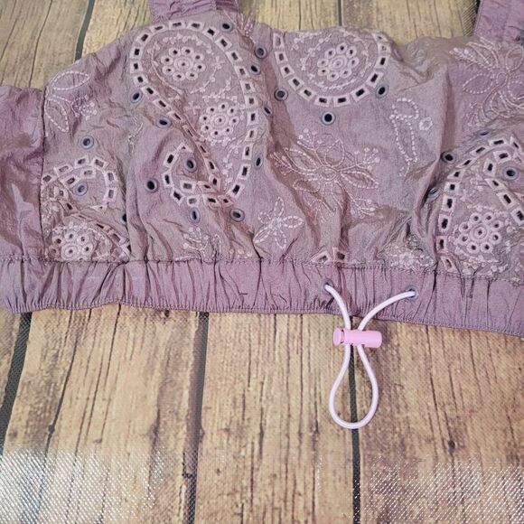 Free People Movement Sports Bra Purple S Eyelet Drawstring Nylon Elastic - Picture 6 of 11